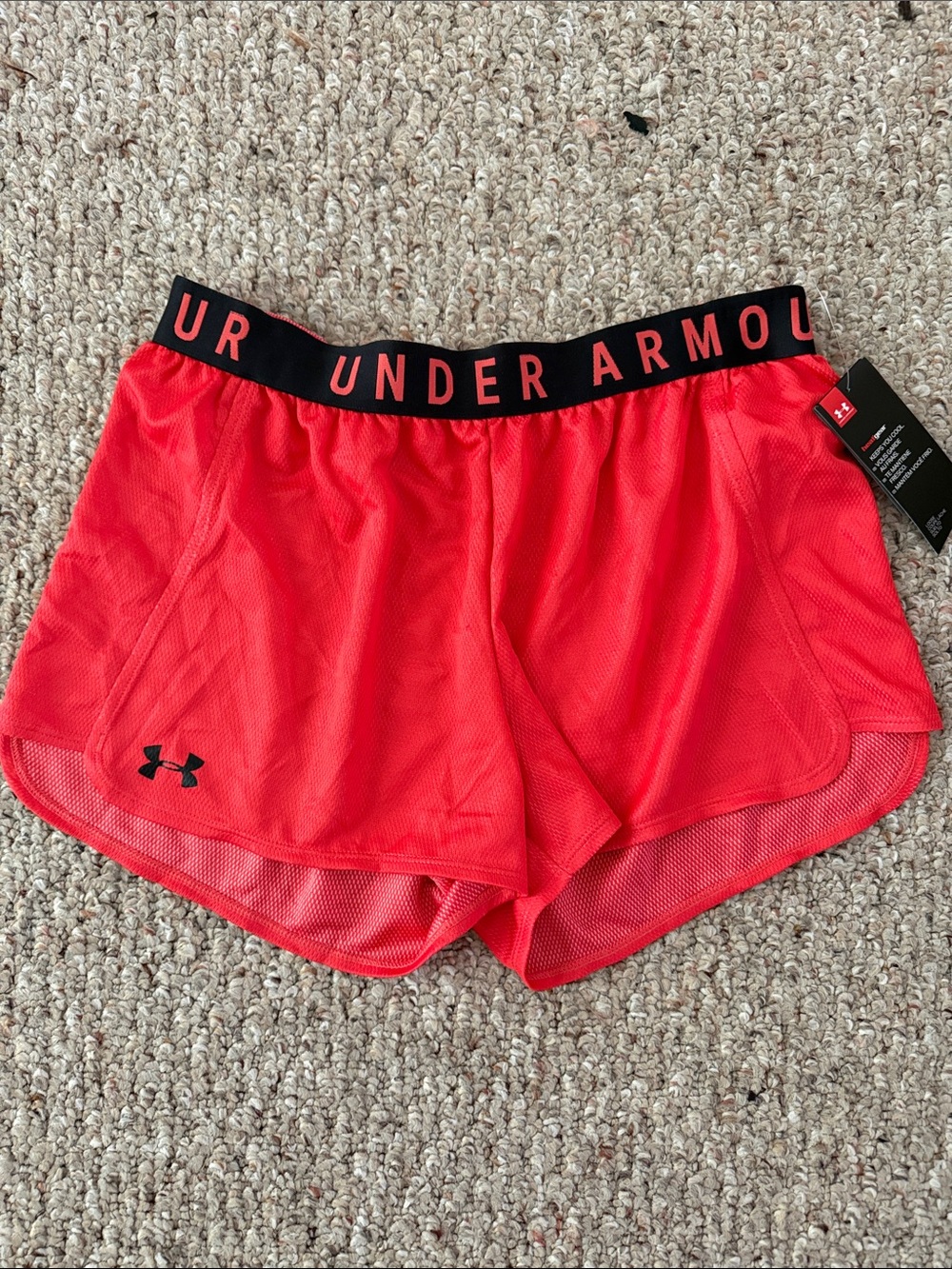 Under Armour Women's Red Athletic Mesh Shorts with Branded Waistband
